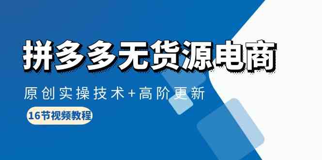 （10015期）拼多多无货源电商，原创实操技术+高阶更新（16节视频教程）_111创业网-互联网轻创第一站