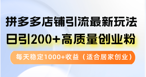 （12893期）拼多多店铺引流最新玩法，日引200+高质量创业粉，每天稳定1000+收益（…_111创业网-互联网轻创第一站