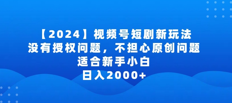 2024视频号短剧玩法，没有授权问题，不担心原创问题，适合新手小白，日入2000+_111创业网-互联网轻创第一站
