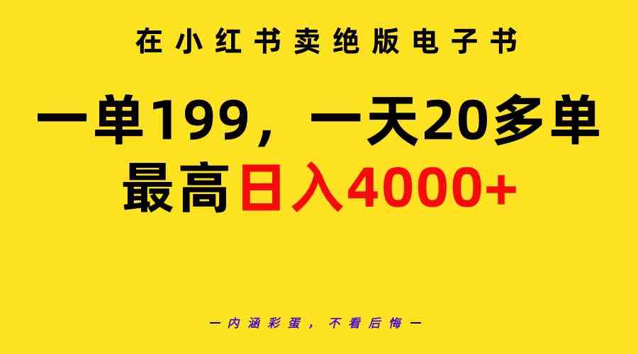 （9401期）在小红书卖绝版电子书，一单199 一天最多搞20多单，最高日入4000+教程+资料_111创业网-互联网轻创第一站