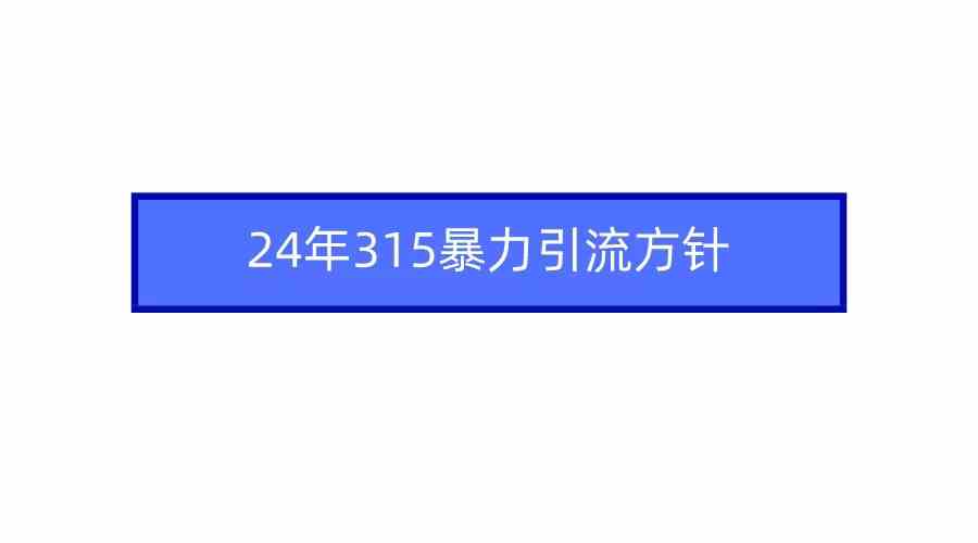 （9398期）2024年315暴力引流方针_111创业网-互联网轻创第一站