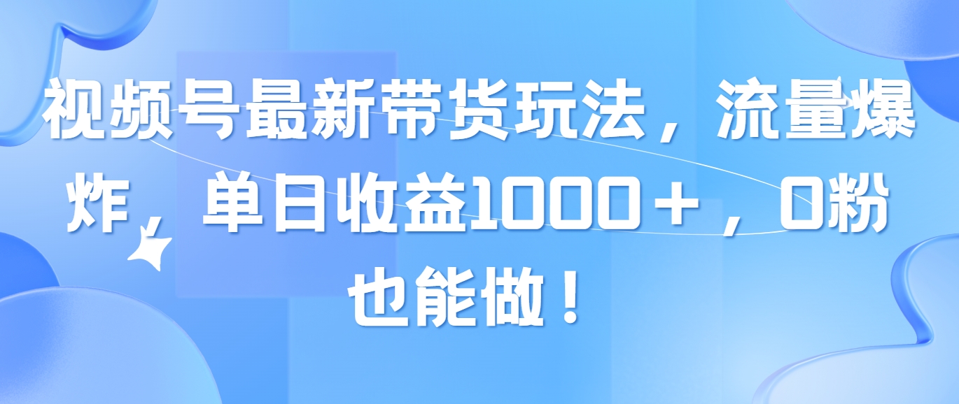 （10858期）视频号最新带货玩法，流量爆炸，单日收益1000＋，0粉也能做！_111创业网-互联网轻创第一站