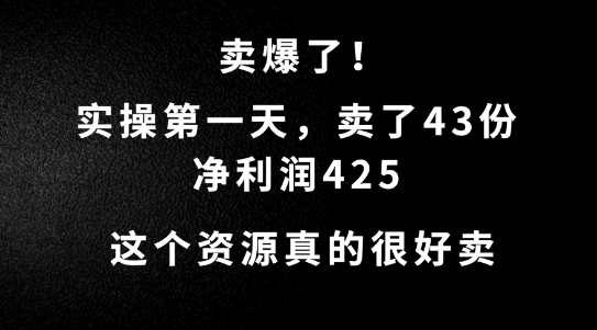这个资源，需求很大，实操第一天卖了43份，净利润425【揭秘】_111创业网-互联网轻创第一站