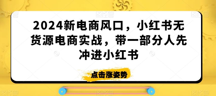 2024新电商风口，小红书无货源电商实战，带一部分人先冲进小红书_111创业网-互联网轻创第一站