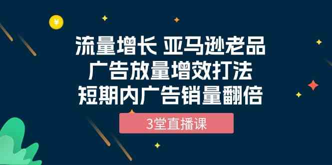 流量增长 亚马逊老品广告放量增效打法，短期内广告销量翻倍（3堂直播课）_111创业网-互联网轻创第一站