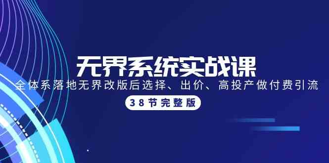 （9992期）无界系统实战课：全体系落地无界改版后选择、出价、高投产做付费引流-38节_111创业网-互联网轻创第一站