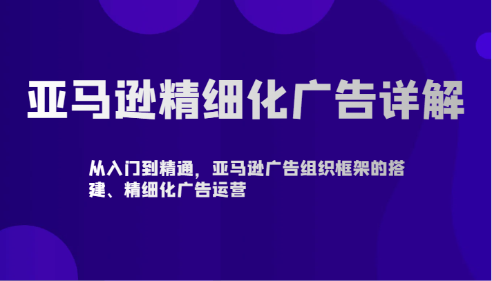 亚马逊精细化广告详解-从入门到精通，亚马逊广告组织框架的搭建、精细化广告运营_111创业网-互联网轻创第一站