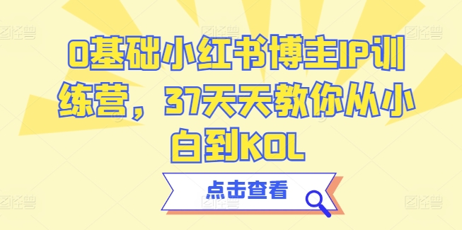 0基础小红书博主IP训练营，37天天教你从小白到KOL_111创业网-互联网轻创第一站
