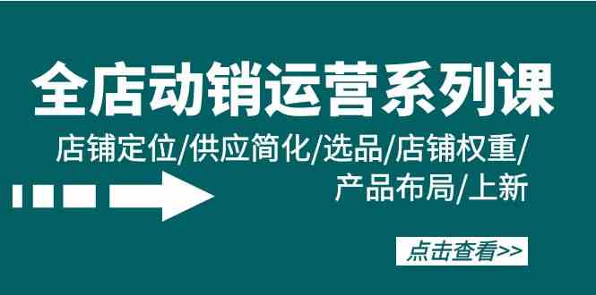 （9845期）全店·动销运营系列课：店铺定位/供应简化/选品/店铺权重/产品布局/上新_111创业网-互联网轻创第一站