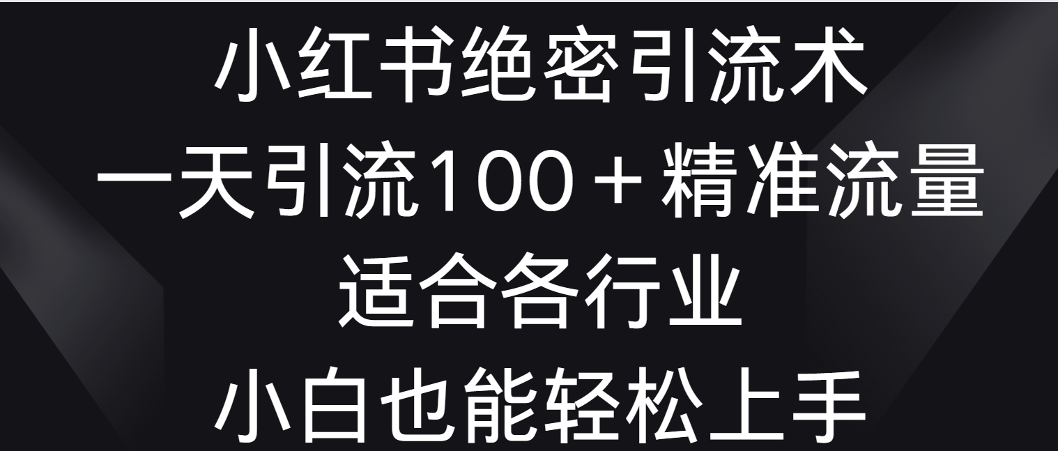小红书绝密引流术，一天引流100＋精准流量，适合各个行业，小白也能轻松上手_111创业网-互联网轻创第一站