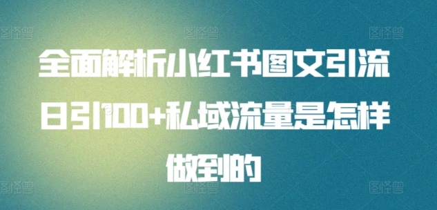 全面解析小红书图文引流日引100+私域流量是怎样做到的_111创业网-互联网轻创第一站