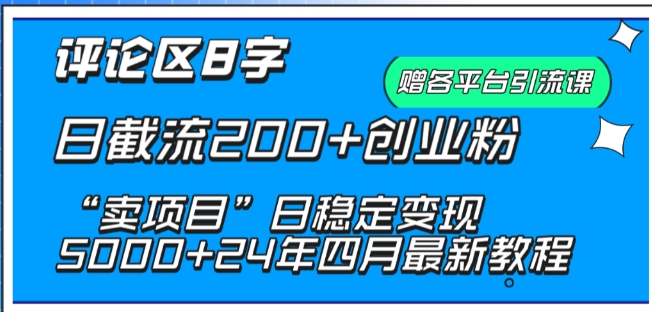 抖音评论区8字日截流200+创业粉 “卖项目”日稳定变现5000+_111创业网-互联网轻创第一站