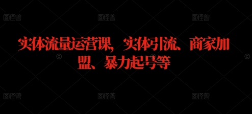 实体流量运营课，实体引流、商家加盟、暴力起号等_111创业网-互联网轻创第一站