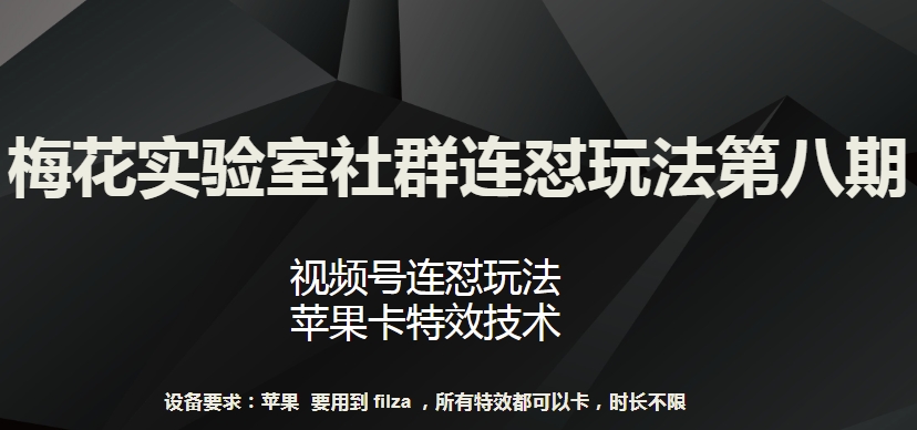 梅花实验室社群连怼玩法第八期，视频号连怼玩法 苹果卡特效技术_111创业网-互联网轻创第一站