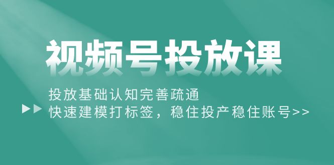 （10205期）视频号投放课：投放基础认知完善疏通，快速建模打标签，稳住投产稳住账号_111创业网-互联网轻创第一站