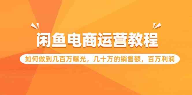 （9560期）闲鱼电商运营教程：如何做到几百万曝光，几十万的销售额，百万利润_111创业网-互联网轻创第一站