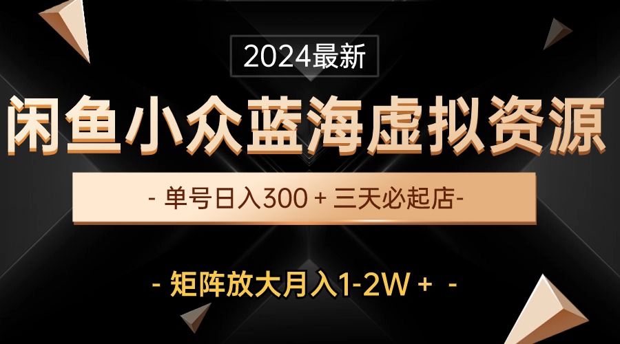 （10336期）最新闲鱼小众蓝海虚拟资源，单号日入300＋，三天必起店，矩阵放大月入1-2W_111创业网-互联网轻创第一站