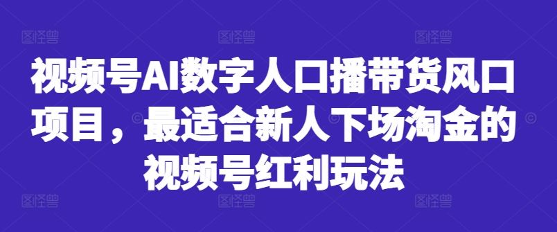 视频号AI数字人口播带货风口项目，最适合新人下场淘金的视频号红利玩法_111创业网-互联网轻创第一站