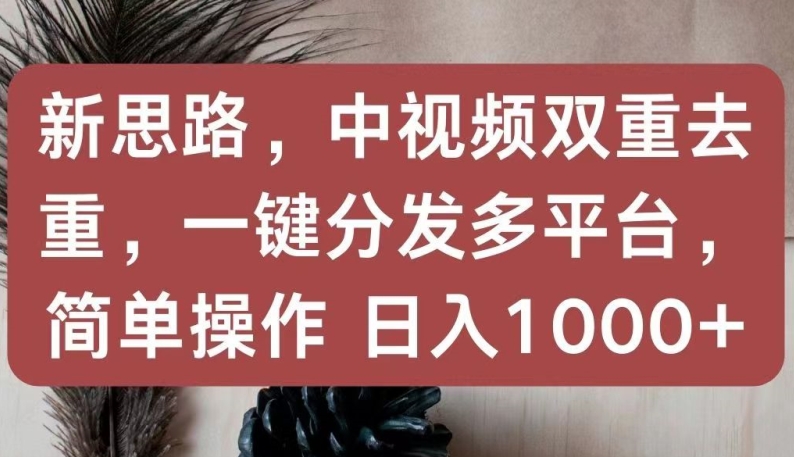 新思路，中视频双重去重，一键分发多平台，简单操作，日入1000+_111创业网-互联网轻创第一站