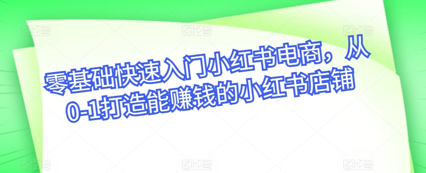 零基础快速入门小红书电商，从0-1打造能赚钱的小红书店铺_111创业网-互联网轻创第一站