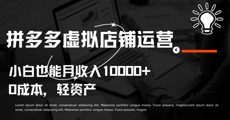 拼多多虚拟店铺运营小白也能月收入10000+_111创业网-互联网轻创第一站