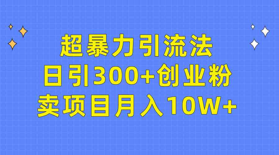 （9954期）超暴力引流法，日引300+创业粉，卖项目月入10W+_111创业网-互联网轻创第一站