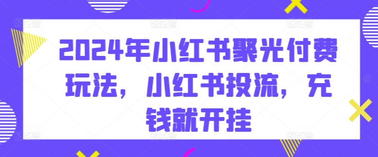 2024年小红书聚光付费玩法，小红书投流，充钱就开挂_111创业网-互联网轻创第一站