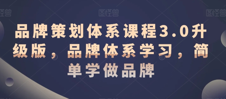 品牌策划体系课程3.0升级版，品牌体系学习，简单学做品牌_111创业网-互联网轻创第一站