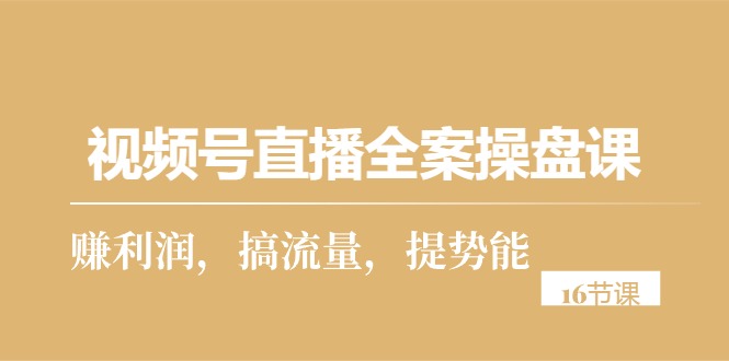 （10207期）视频号直播全案操盘课，赚利润，搞流量，提势能（16节课）_111创业网-互联网轻创第一站