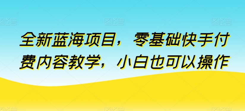 全新蓝海项目，零基础快手付费内容教学，小白也可以操作_111创业网-互联网轻创第一站