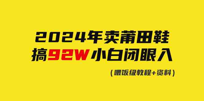 （9329期）2024年卖莆田鞋，搞了92W，小白闭眼操作！_111创业网-互联网轻创第一站