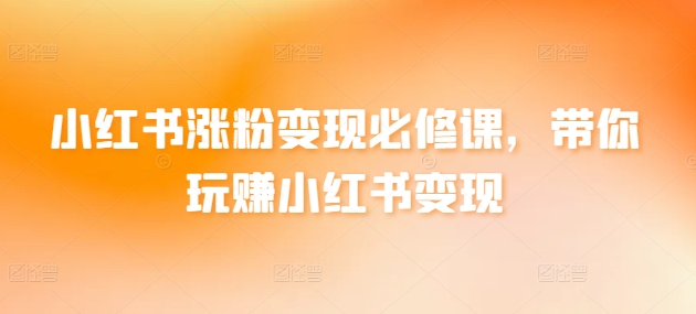 小红书涨粉变现必修课，带你玩赚小红书变现_111创业网-互联网轻创第一站