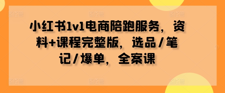 小红书1v1电商陪跑服务，资料+课程完整版，选品/笔记/爆单，全案课_111创业网-互联网轻创第一站