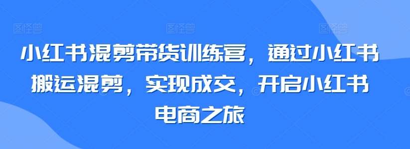 小红书混剪带货训练营，通过小红书搬运混剪，实现成交，开启小红书电商之旅_111创业网-互联网轻创第一站