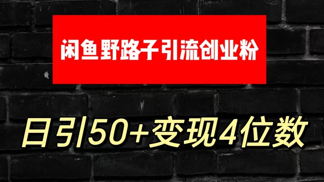 大眼闲鱼野路子引流创业粉，日引50+单日变现四位数_111创业网-互联网轻创第一站