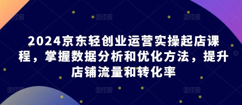 2024京东轻创业运营实操起店课程，掌握数据分析和优化方法，提升店铺流量和转化率_111创业网-互联网轻创第一站