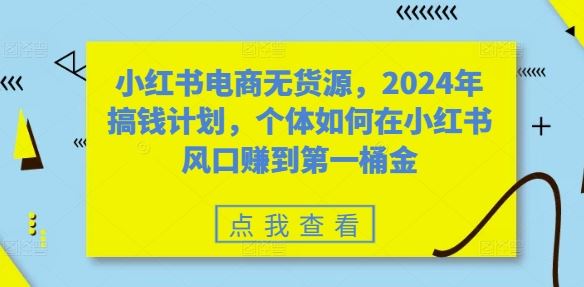 小红书电商无货源，2024年搞钱计划，个体如何在小红书风口赚到第一桶金_111创业网-互联网轻创第一站