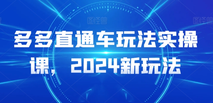 多多直通车玩法实操课，2024新玩法_111创业网-互联网轻创第一站