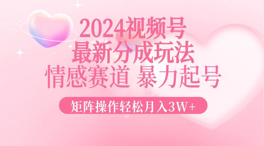 （12922期）2024最新视频号分成玩法，情感赛道，暴力起号，矩阵操作轻松月入3W+_111创业网-互联网轻创第一站