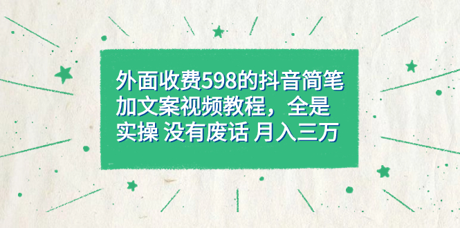 外面收费598抖音简笔加文案教程，全是实操 没有废话 月入三万（教程+资料）_111创业网-互联网轻创第一站