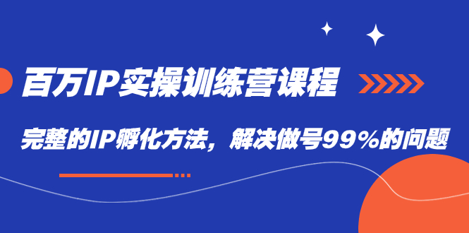 百万IP实战训练营课程，完整的IP孵化方法，解决做号99%的问题_111创业网-互联网轻创第一站