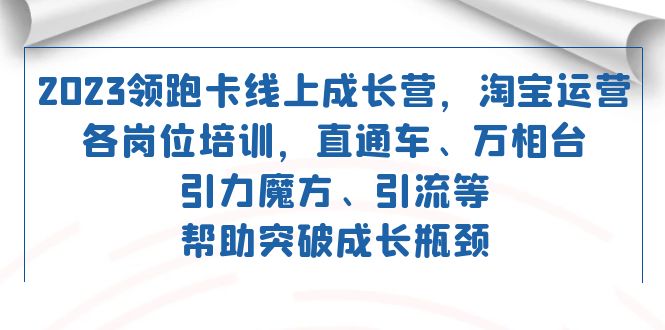 2023领跑·卡 线上成长营 淘宝运营各岗位培训 直通车 万相台 引力魔方 引流_111创业网-互联网轻创第一站