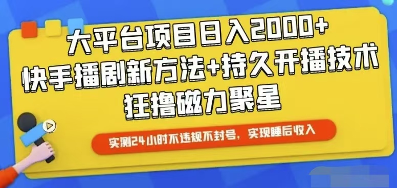 （10694期）快手24小时无人直播，真正实现睡后收益_111创业网-互联网轻创第一站