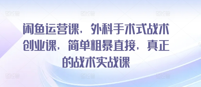 闲鱼运营课，外科手术式战术创业课，简单粗暴直接，真正的战术实战课_111创业网-互联网轻创第一站
