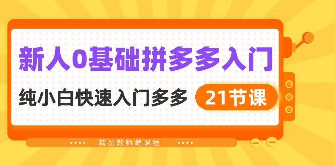 （10299期）新人0基础拼多多入门，​纯小白快速入门多多（21节课）_111创业网-互联网轻创第一站