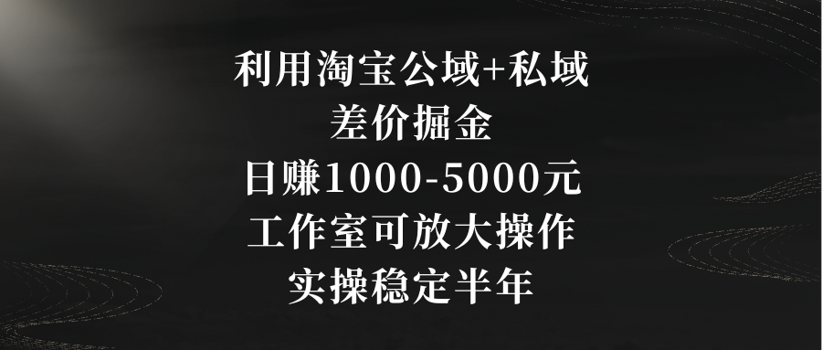 利用淘宝公域+私域差价掘金，日赚1000-5000元，工作室可放大操作，实操…_111创业网-互联网轻创第一站