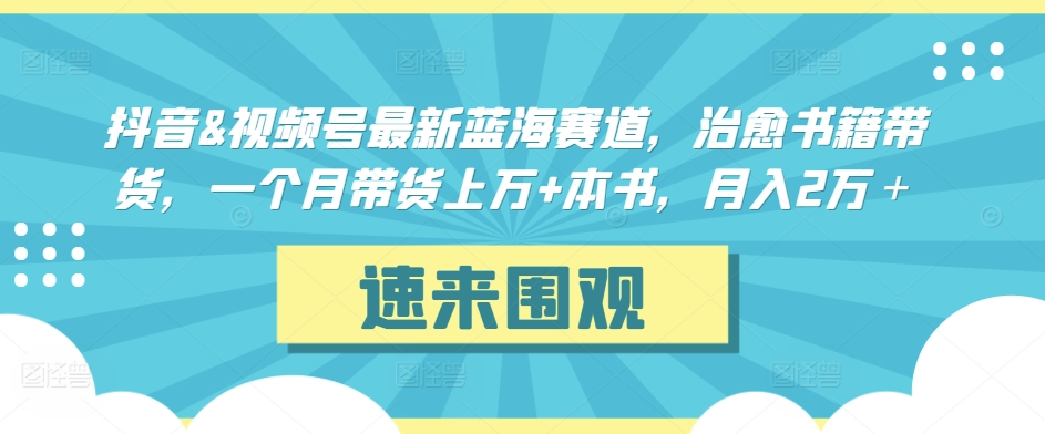 抖音&视频号最新蓝海赛道，治愈书籍带货，一个月带货上万+本书，月入2万＋_111创业网-互联网轻创第一站