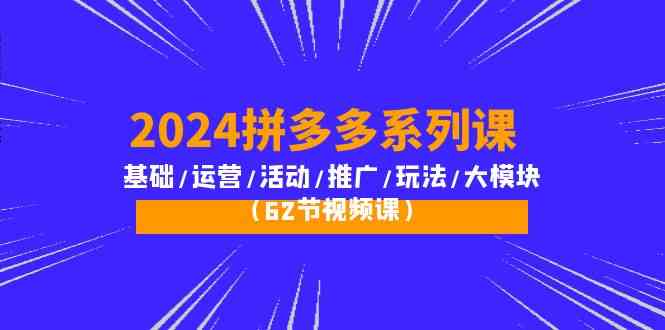 2024拼多多系列课：基础/运营/活动/推广/玩法/大模块（62节视频课）_111创业网-互联网轻创第一站
