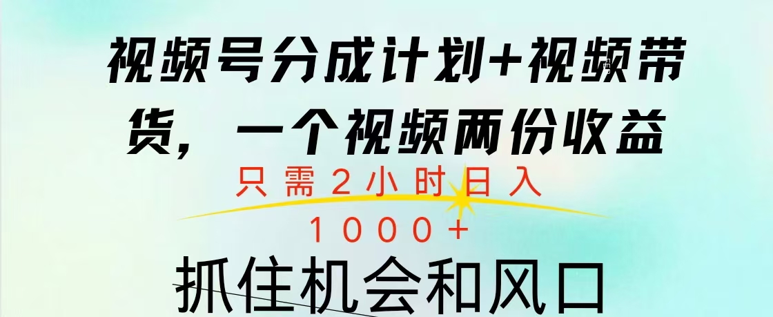 视频号橱窗带货， 10分钟一个视频， 2份收益，日入1000+_111创业网-互联网轻创第一站