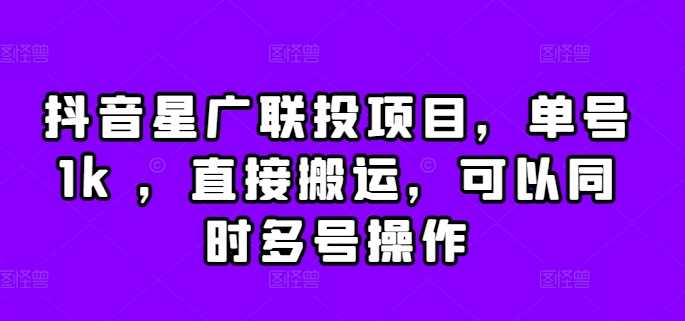 抖音星广联投项目，单号1k ，直接搬运，可以同时多号操作【揭秘】_111创业网-互联网轻创第一站